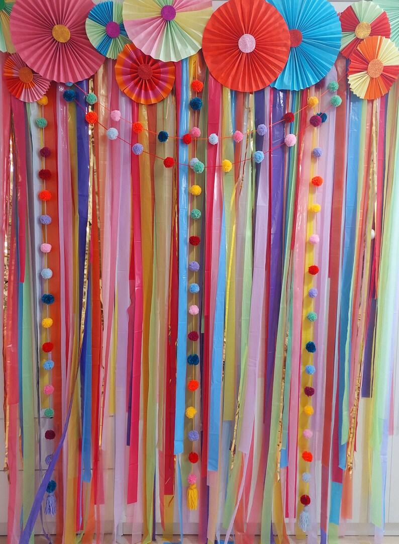 Part Backround Colorful Streamer Backdrop, Fiesta Party Decor, Wedding Ceremony ...