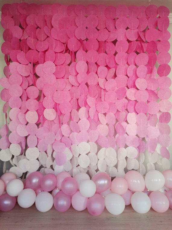 Pink Ombre Paper Circle Garland Birthday Photo Backdrop Baby