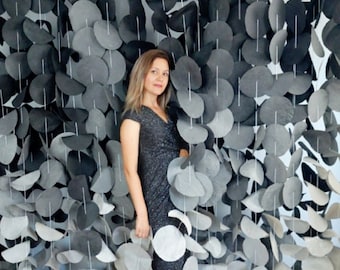 Black Ombre Paper Circle Garland Backdrop: Bachelorette, Wedding Party Decor