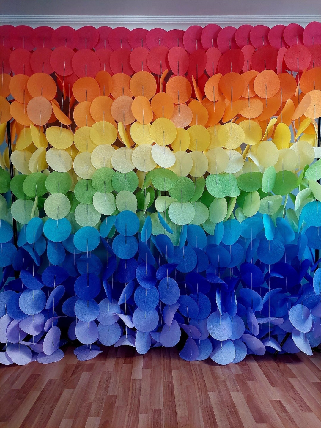 Part Backround Rainbow Party Garland, Paper Circle Ombre Garland, Baby Shower ...
