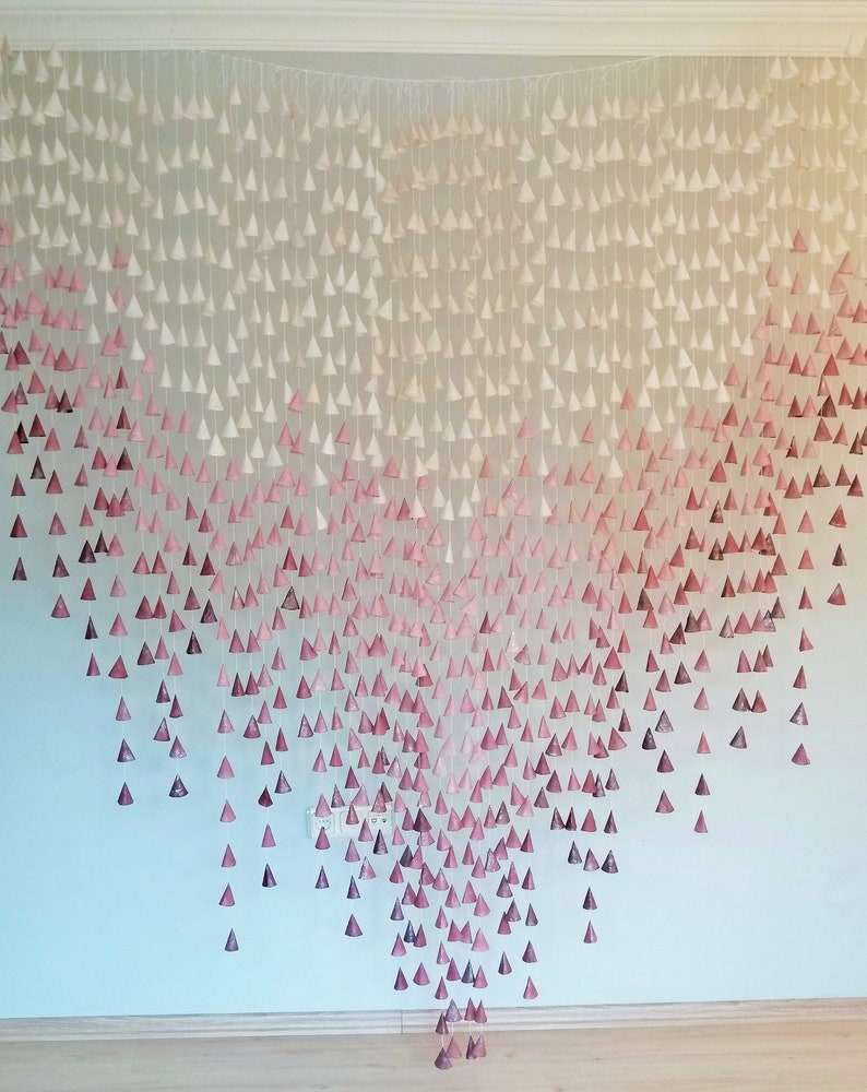 Rose Ombre Paper Cone Garland Dusty Rose Backdrop Bridal Etsy