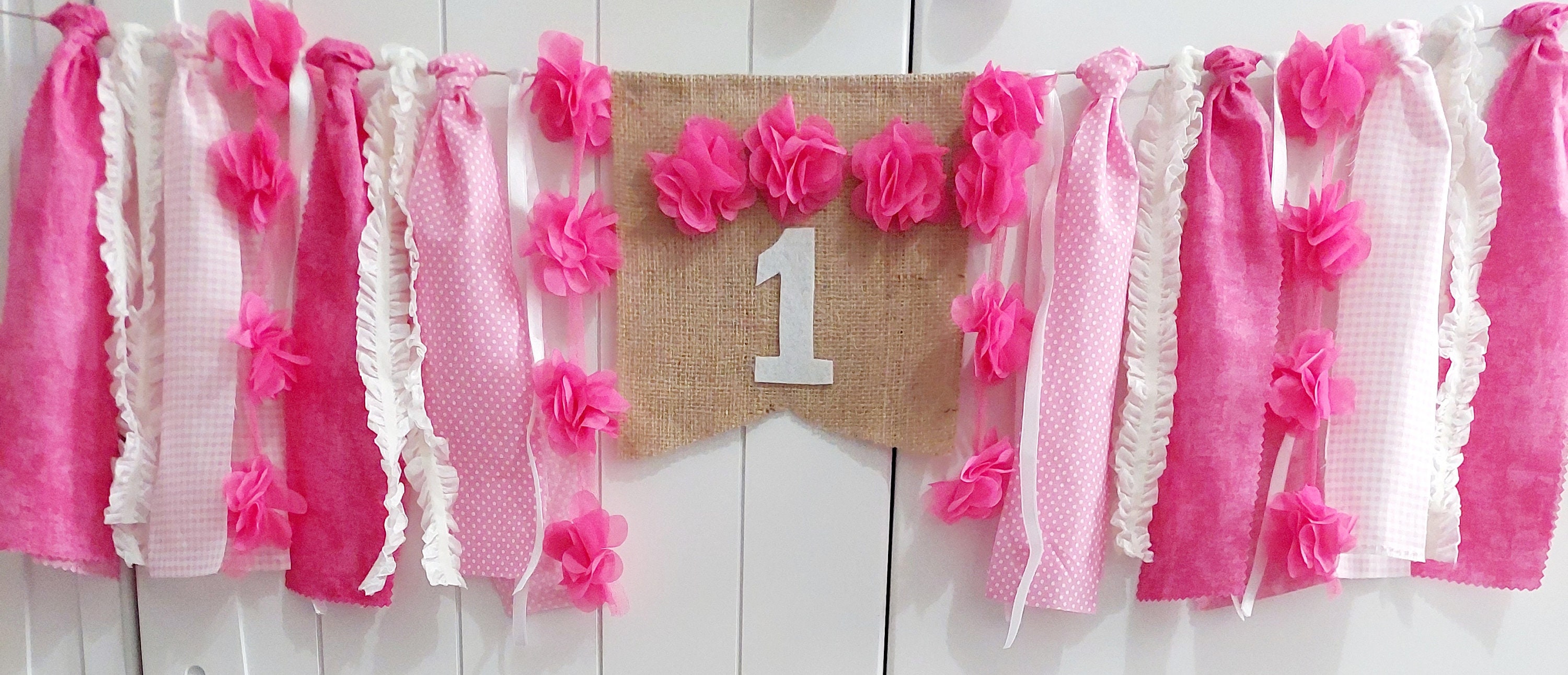 2 Striscioni Personalizzati Per 1° Compleanno, Rosa Con Stelle, Scrivi