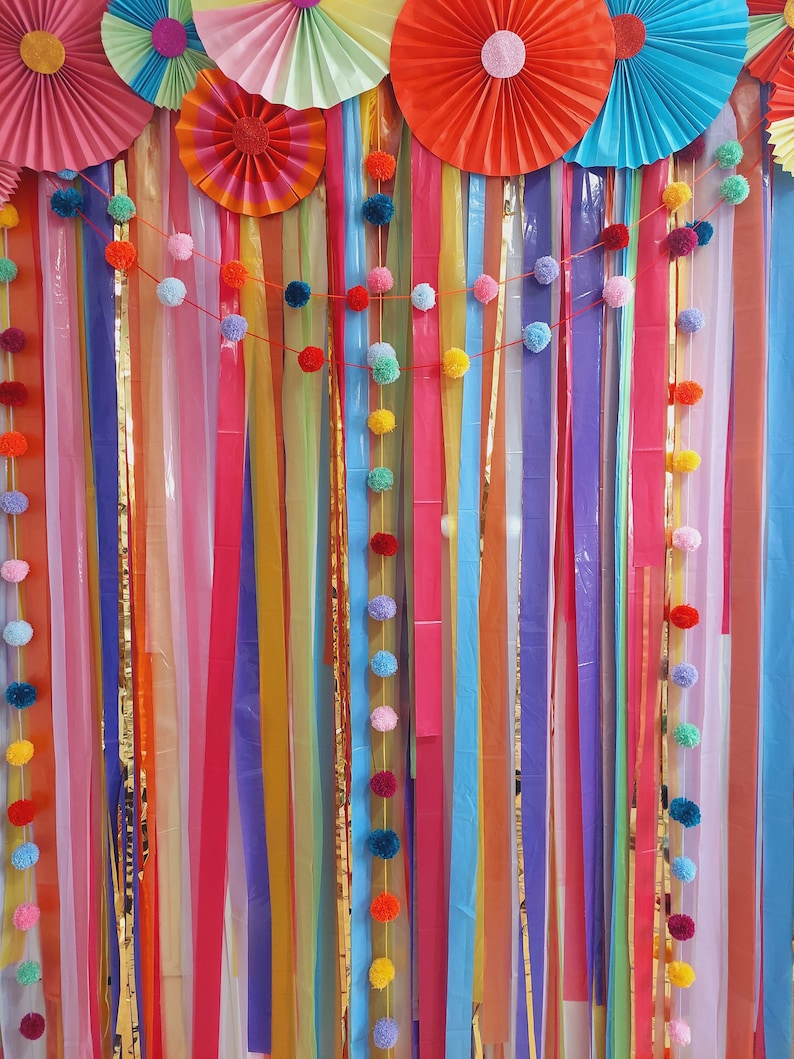 Part Backround Colorful Streamer Backdrop, Fiesta Party Decor, Wedding Ceremony ...
