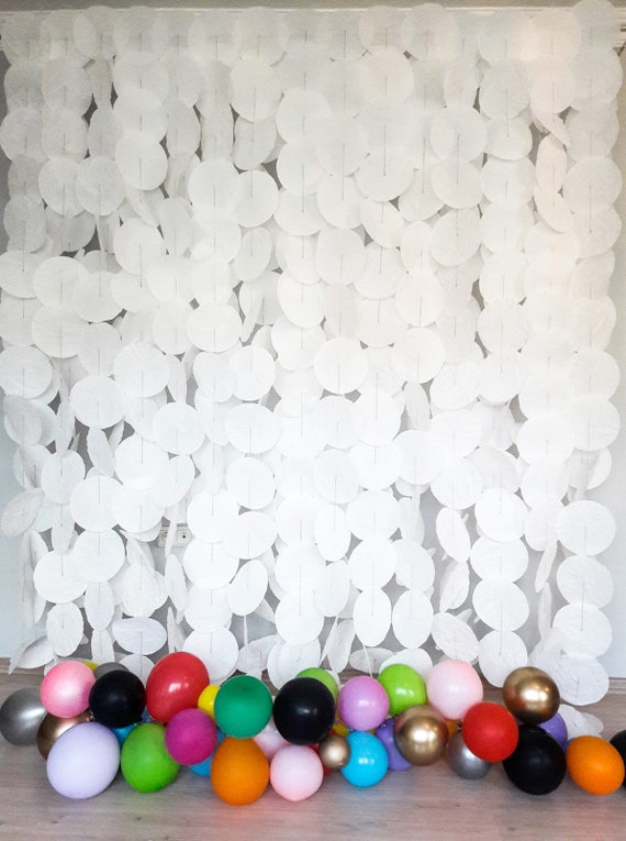 White Paper Circle Garland Birthday Backdrop Baby Shower Hanging
