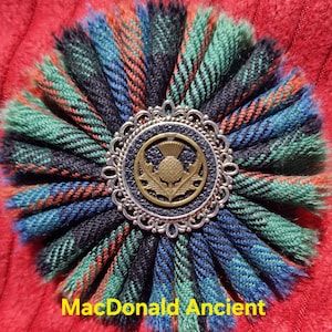 MacDonald Ancient wool Tartan brooch from Scotland.