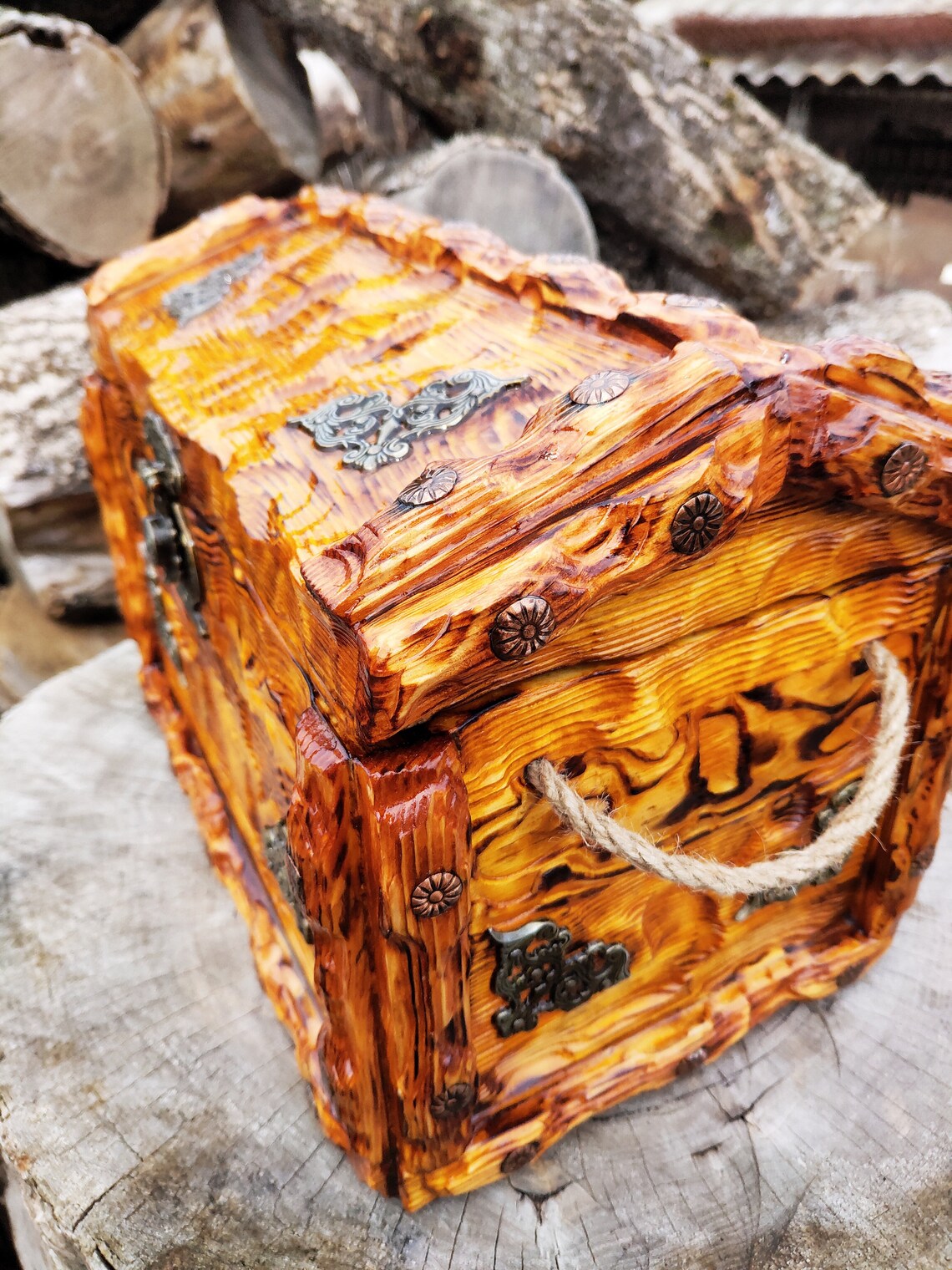 Wooden Pirate Chest Large Treasure Chest Rustic Chest with Etsy