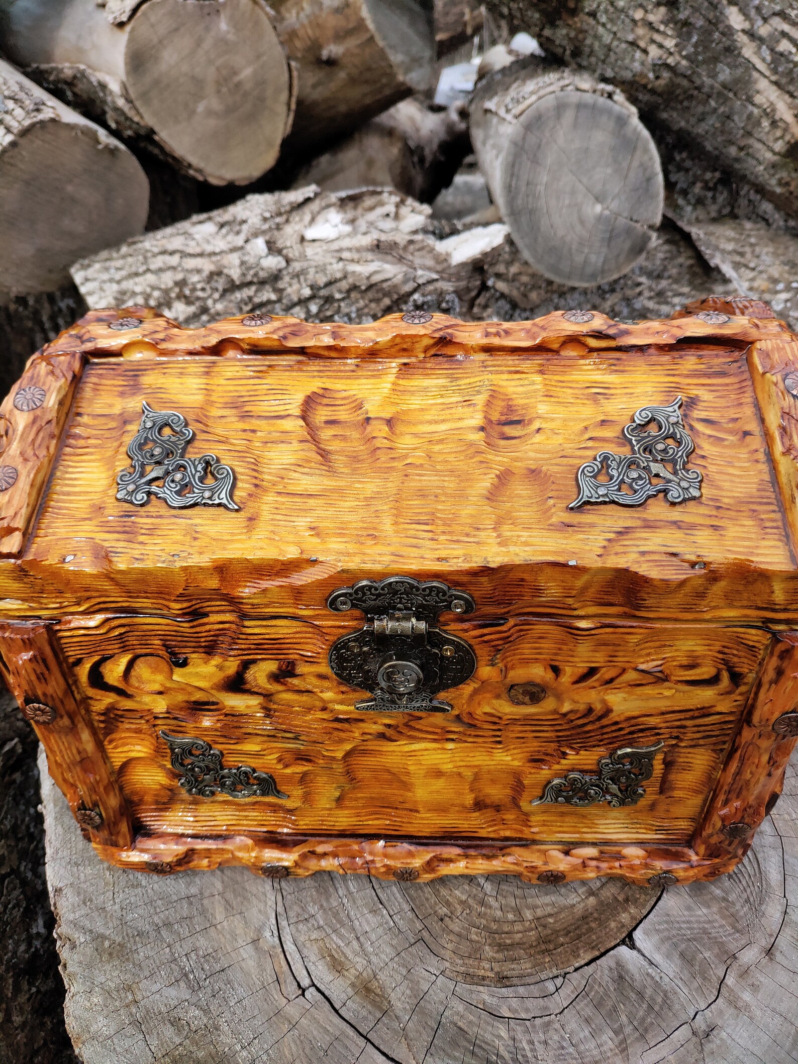 Wooden Pirate Chest Large Treasure Chest Rustic Chest with Etsy