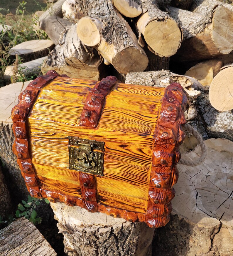 Wooden Pirate Chest Large Treasure Chest Rustic Chest with Etsy