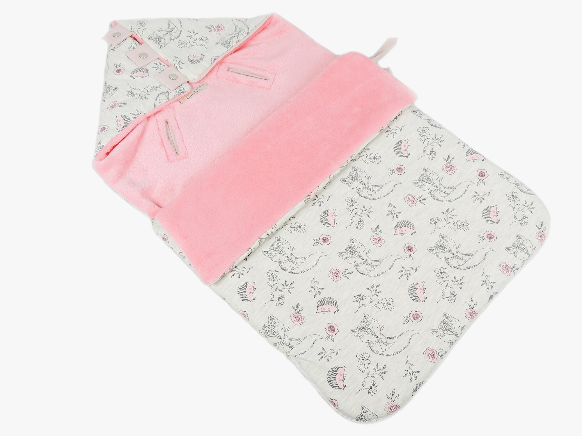 Nid d'ange à Capuche en Jersey Coton et Polaire Polyester Rose
