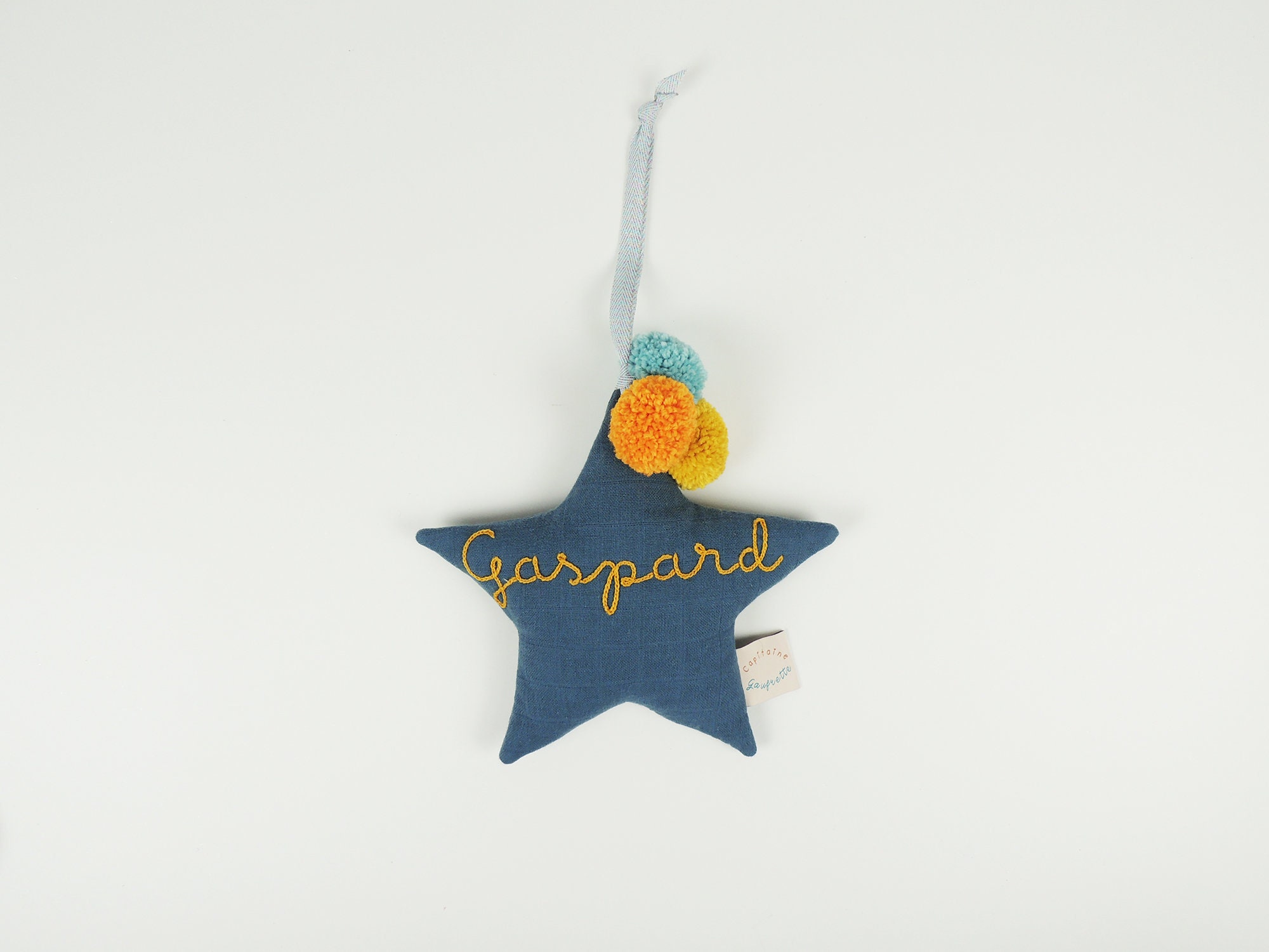 Etoile Personnalisée en Lange de Coton Indigo
