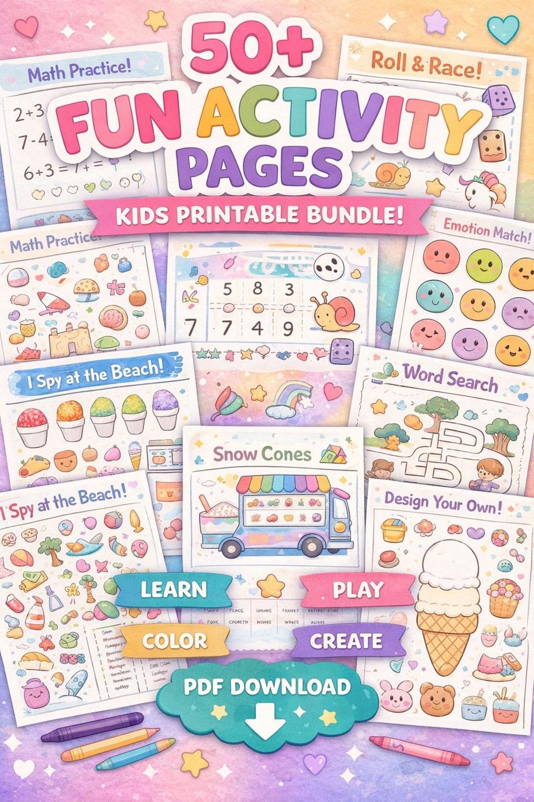 Summer Children’s Learning Bundle 50+ Pages of FUN - Etsy