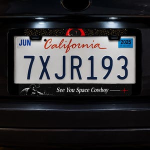 Swordfish See You Space Cowboy License Plate Frame | Custom Black License Plate Frame | Cowboy Bebop | Nostalgic Gift for Anime Fans