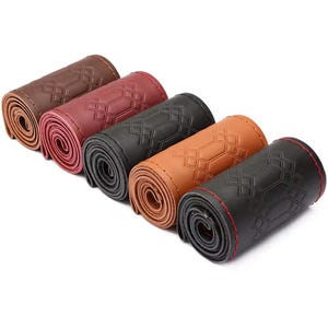 15 Inch Steering Wheel Cover, Personalized Top Grain Cowhide, 38cm Hand Stitched DIY Car Wheel Wrap, Custom Auto Interior, Needle & Thread