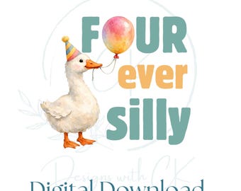 Four Ever Silly Goose Watercolor Art (Digital Download)