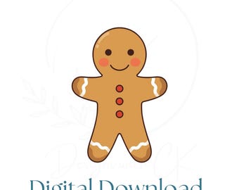 Gingerbread Clipart PNG | Christmas Gingerbread Illustration | Holiday Gingerbread Man Sublimation Design | Digital Download