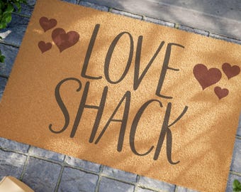 Love Shack Doormat | Heart Design, Coir Welcome Mat