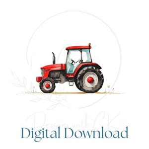 Röd traktor | SVG PNG | Heminredning | Digital nedladdning | Babyrumsinredning | Direktnedladdning | Sublimeringsdesign för klistermärken | Leksaksrumsinredning