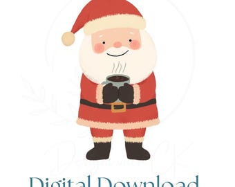 Cozy Santa Coffee SVG PNG | Digital Download | Instant Download | Christmas Sublimation Design | Vintage Holiday