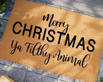 Merry Christmas Ya Filthy Animal Coir Doormat, Outdoor Mat, Christmas Doormat, Coir Doormat, Home Alone Christmas Movie, Winter Doormat