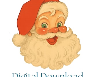 Vintage Santa Clipart PNG and SVG | Retro Christmas Santa Face | Holiday Sublimation and DIY Crafts | Instant Download