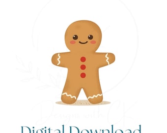 Gingerbread Clipart PNG | Christmas Gingerbread Illustration | Holiday Gingerbread Man Sublimation Design | Digital Download