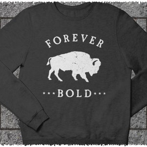 American buffalo vintage style sweatshirt Wilderness inspired bison shirt Yellowstone retro theme gift for women + men Bold nature lover top