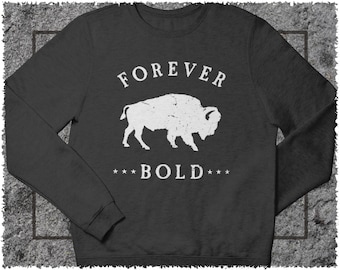 American buffalo vintage style sweatshirt Wilderness inspired bison shirt Yellowstone retro theme gift for women + men Bold nature lover top