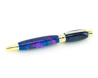 Princess Ballpoint Twist Pen Amethyst Purple Blue Barrel & Swarovski Crystals