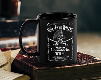 One-Eyed Willy's Rum Black Glossy Mug - Double Sided Print