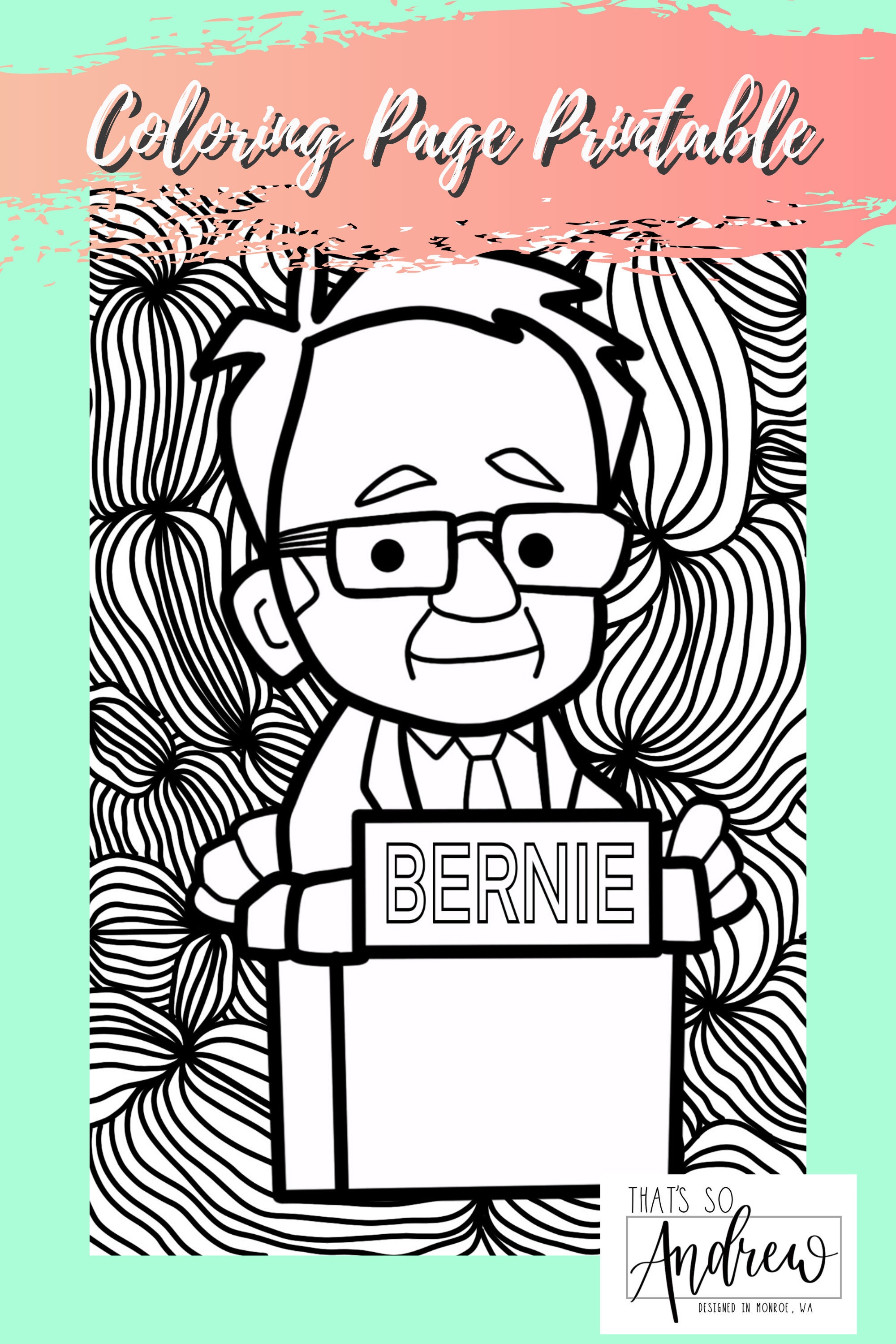 Bernie Sanders Coloring Page Printable | Etsy