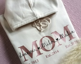 Mamahoodie, Papahoodie, Hoodie mit Kindernamen, MOM-/DAD Unisex-Hoodie *personalisiert*