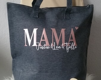 Jersey-Shopper *personalisiert*, Mamatasche, Mommybag, Tasche mit Namen