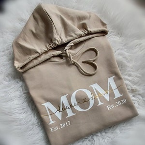 MOM/MAMA-Hoodie personalisiert Weiß/Gold