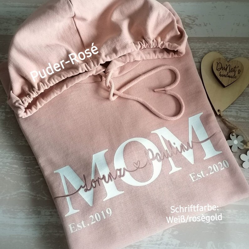 MOM/MAMA-Hoodie personalisiert Weiß/rosegold