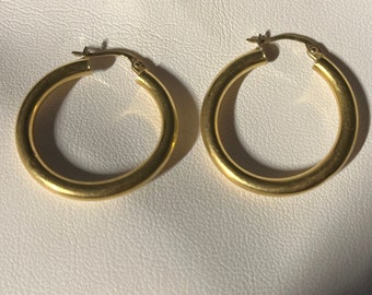 18k gold vintage hoop earrings