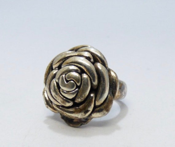 Vintage sterling flower statement ring - image 1