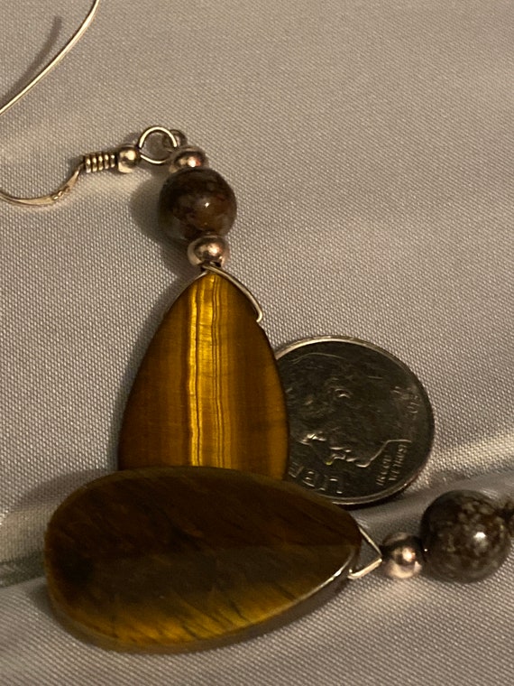 Tigers eye earrings, vintage - image 2