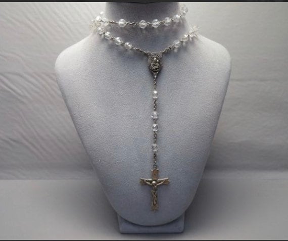 Vintage sterling beaded rosary