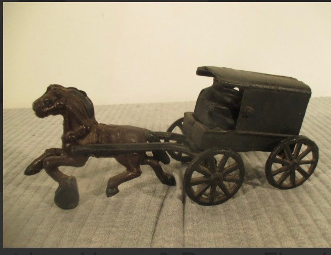Vintage Cast Iron Horse Drawn Carriage Etsy
