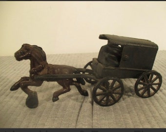 Vintage Cast Iron Horse and Buggy - Etsy Vintage Cast Iron Horse and Buggy - Etsy