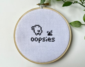 Funny Cross Stitch Pattern, 8 bit Tamagotchi "Oopsies"