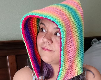 Rainbow Reversible Crochet Hood Pattern