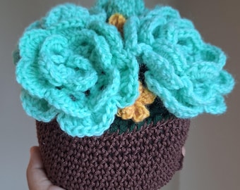 Crochet Rose Flower Pot Pattern