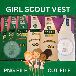 Girl Scout, líder de Girl Scout, galletas de Girl Scout, puente de Girl Scout, campamento de Girl Scout, uniforme de Girl Scout, archivo de corte Cricut de chaleco de Girl Scout