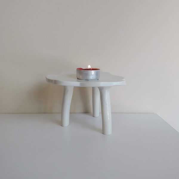 One Whimsical Cupcake Stand, Wacky Candle Holder Table, White Minimal Pillar Candle Base, Ring Dish, Succulent Pot Stand, Tea Light Base