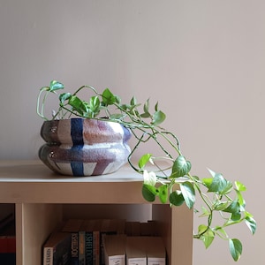 Ciotola decorativa in gres realizzata a mano: grande cesto per frutta, coprivaso