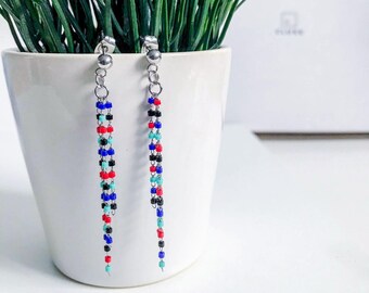 Colorful Beaded Earrings, Handmade Dangle Earrings, Lightweight Statement Earrings