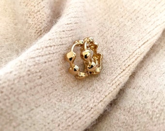Mini Heart Hoop Earrings, 18kt Gold Filled Huggies