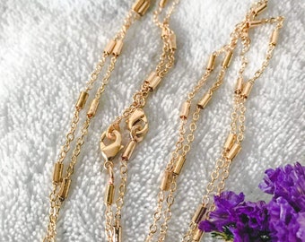 18kt Gold-Filled Tube Chain Necklace, Dainty Layering Necklace
