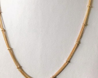 18kt Gold filled Satellite Chain Necklace, Triple Chain, Tarnish-resistant, Statement Piece, Demi Fine Jewelry Canada, Beaded Gold Necklace